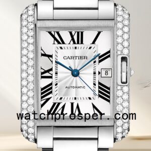 Cartier Tank Anglaise WT100010 36mm Ladies Silver Dial Silver-tone